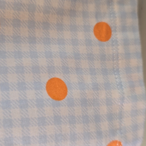 LANDS END BRAND WOMEN'S LONG SLEEVE BLUE & WHITE CHECKERED & DOTS TOP SIZE LARGE - Picture 7 of 14